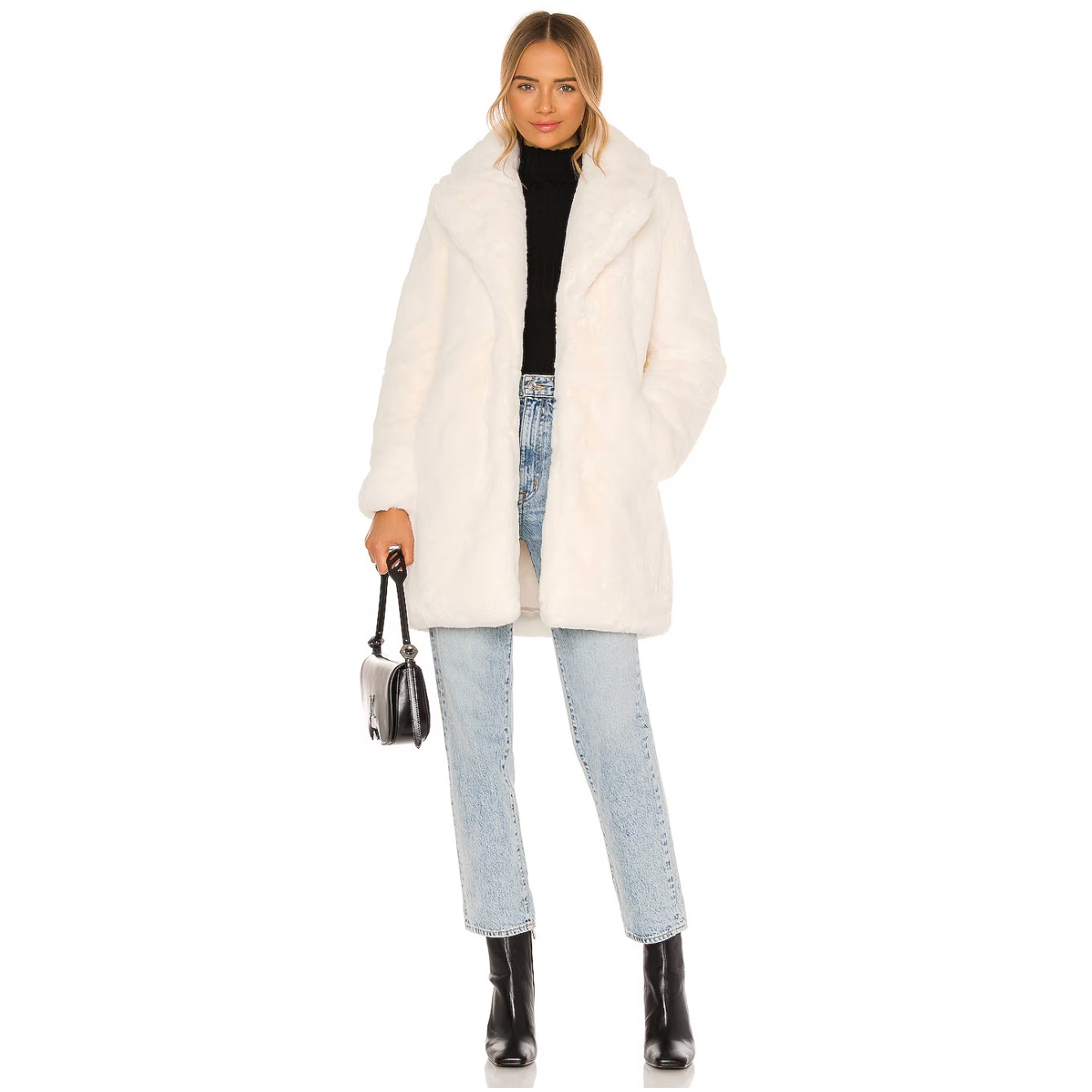 Apparis Sasha Faux Fur Jacket In Ivory Size Xs